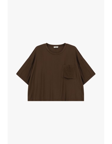 T-shirt met geborduurd borstzakje en boxy fit van Dixie