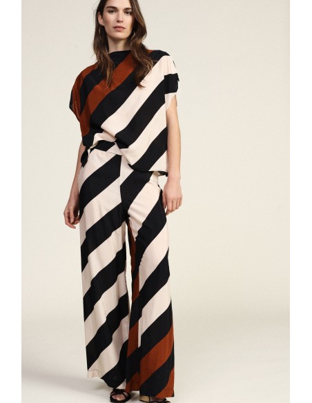 Pantalon palazzo à rayures diagonales Dixie