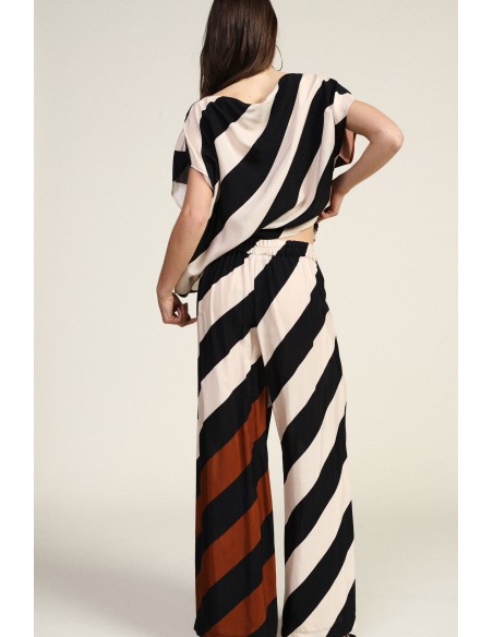Dixie Palazzo-broek met diagonale strepen