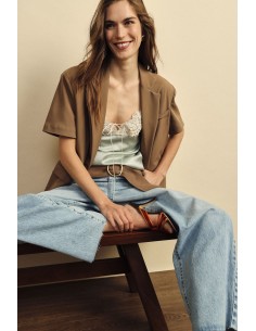 Dixie Jeans met rechte pijpen, hoge taille en lichte wassing