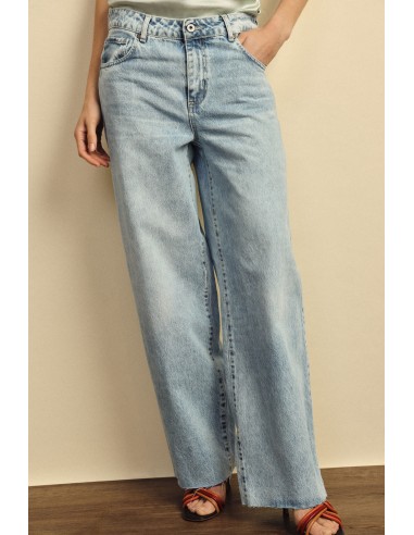 Jean droit taille haute délavage clair Dixie