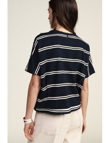 Dixie T-shirt met strepen, ruime pasvorm en ronde hals