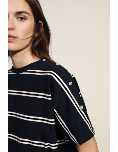 Dixie T-shirt met strepen, ruime pasvorm en ronde hals