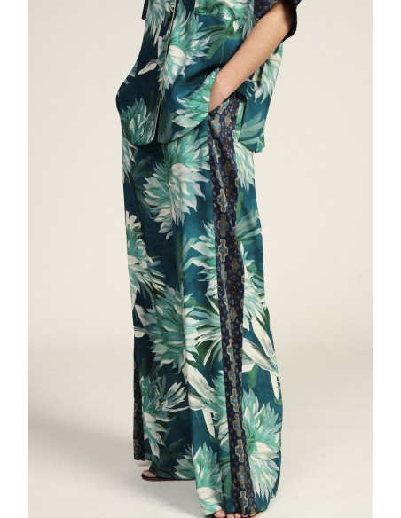Pantalon palazzo à grandes fleurs Dixie