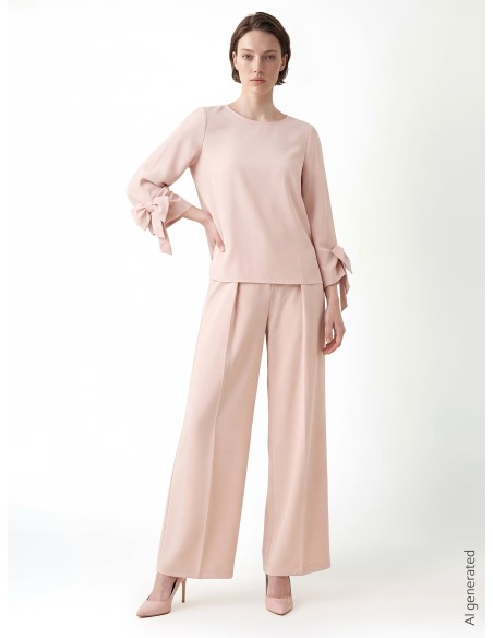 Ruime blouse van soepelvallende stof met maxi-strikken op de mouwen Rinascimento