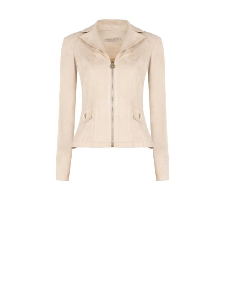 Blouson cintré en similidaim avec fermeture éclair et logo Rinascimento