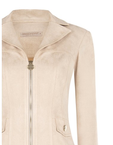 Blouson cintré en similidaim avec fermeture éclair et logo Rinascimento