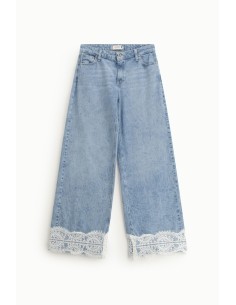 Flared jeans met middelhoge taille en kanten boorden Please 2
