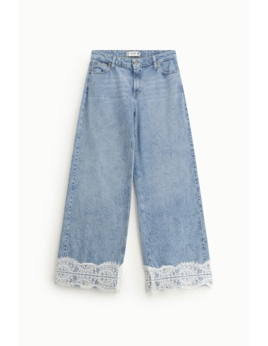 Jean flare taille mi-haute avec bordures en dentelle Please