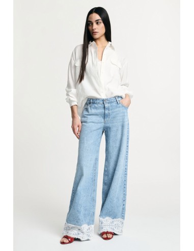 Flared jeans met middelhoge taille en kanten boorden Please