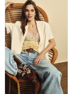 Dixie jeans met wijde pijpen, hoge taille en lichte wassing