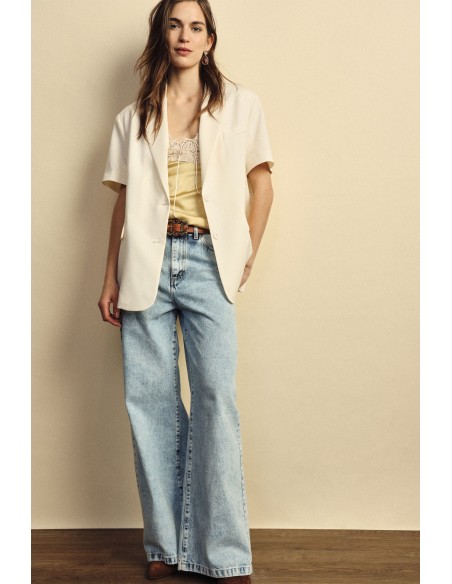 Dixie jeans met wijde pijpen, hoge taille en lichte wassing