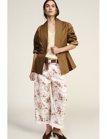 Pantalon palazzo à imprimé floral avec ceinture à la taille Dixie