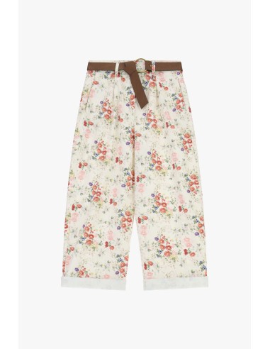 Pantalon palazzo à imprimé floral avec ceinture à la taille Dixie