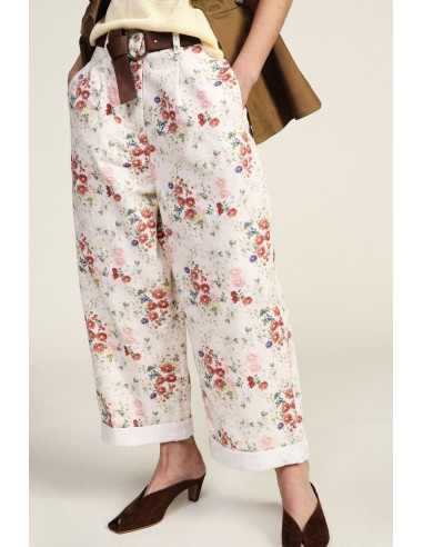 Pantalon palazzo à imprimé floral avec ceinture à la taille Dixie