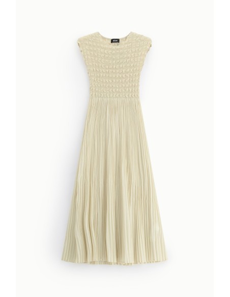 Dixie-jurk met V-hals en gerimpeld detail