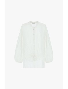 Dixie-shirt met ronde hals, wijde mouwen en sluiting aan de voorkant