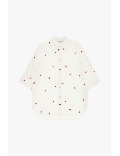 Dixie Heart Embroidery Short Sleeve Wide Shirt (chemise large à manches courtes)