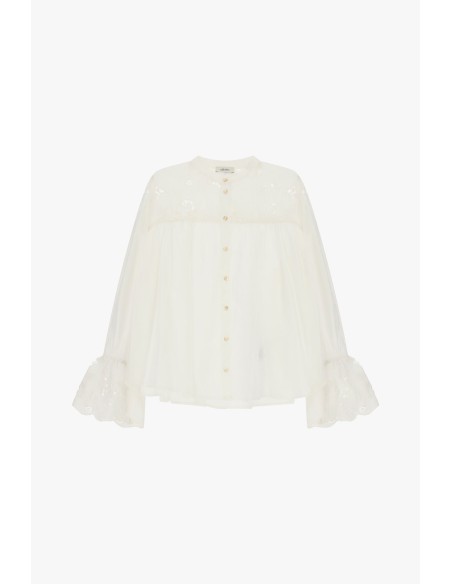 Chemise large avec manches à volants et broderie florale Dixie