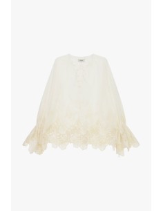 Ruime blouse met bloemenborduursels en geschulpte rand Dixie