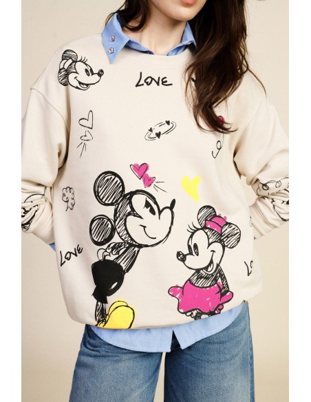Dixie sweatshirt met ronde hals, cartoonprint en kleurrijke details