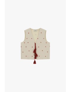 Geborduurd mouwloos gilet met decoratieve kwastjes Dixie