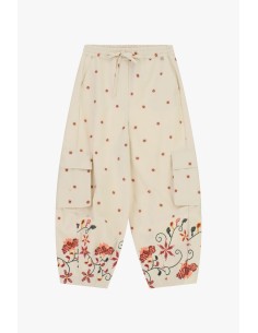 Joggingbroek met zakken en geborduurde bloemen Dixie