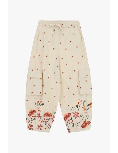 Pantalon de jogging avec grandes poches et broderie florale Dixie