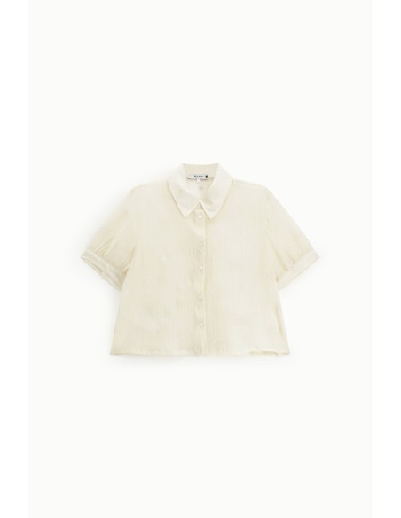 Chemise courte à manches courtes et broderie florale Please