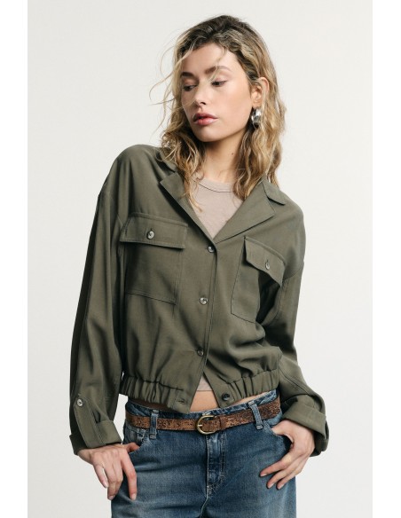 Cropped blouse met borstzakken en knoopsluiting Please
