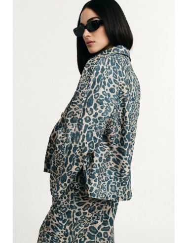 Veste en jean à imprimé animalier avec poches sur le devant Please