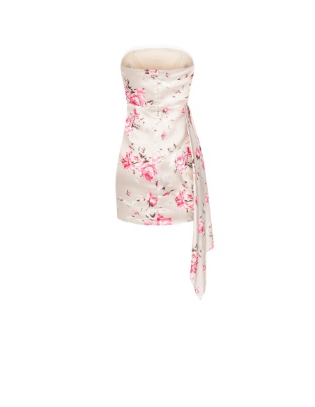 Rose Motif Short Dress With Maxi Ruffle Rinascimento