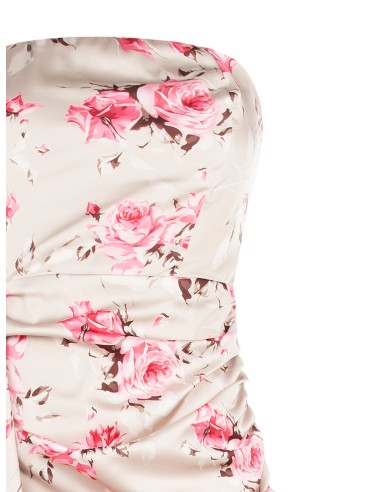 Rose Motif Short Dress With Maxi Ruffle Rinascimento