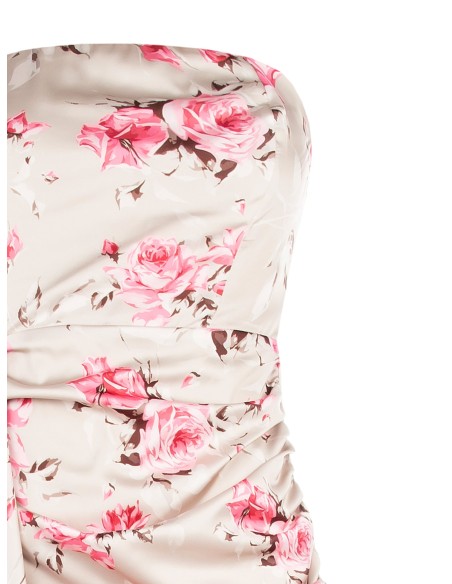 Rose Motif Short Dress With Maxi Ruffle Rinascimento