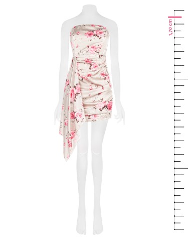 Rose Motif Short Dress With Maxi Ruffle Rinascimento