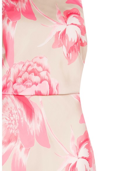 Robe longue en satin fleuri avec taille élastique Rinascimento
