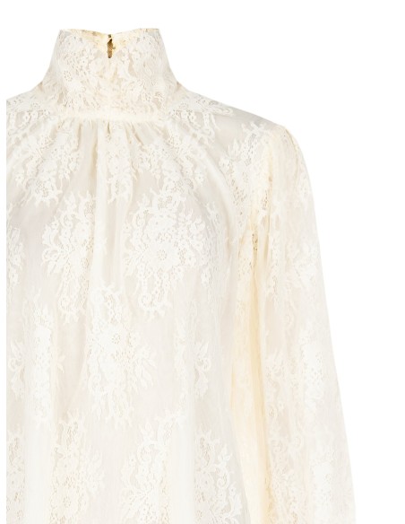 Chemisier en dentelle large avec manches maxi et col haut Rinascimento
