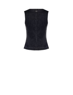 Lang getailleerd gilet van stretchdenim Rinascimento 2