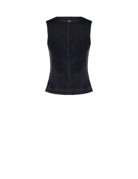 Gilet long et plissé en denim extensible Rinascimento