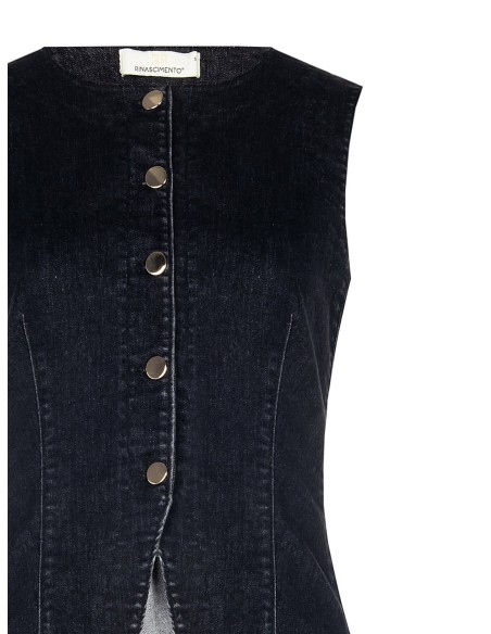 Gilet long et plissé en denim extensible Rinascimento