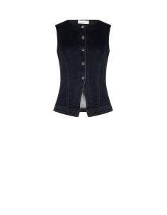 Lang getailleerd gilet van stretchdenim Rinascimento