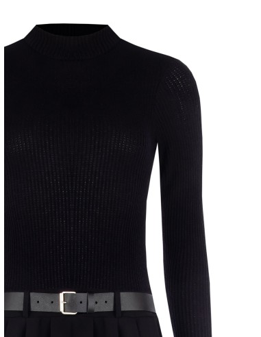 Korte jurk met 2-delige look en bijpassende riem van imitatieleer Rinascimento