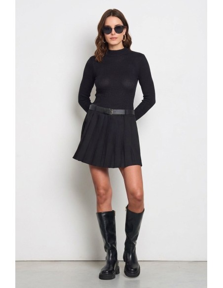 Korte jurk met 2-delige look en bijpassende riem van imitatieleer Rinascimento