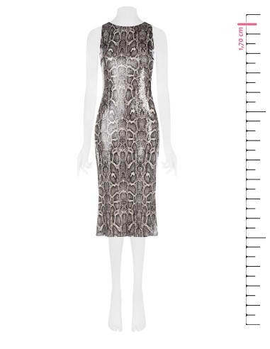 Robe midi à pinces en python recouverte de paillettes