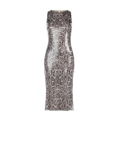 Robe midi à pinces en python recouverte de paillettes