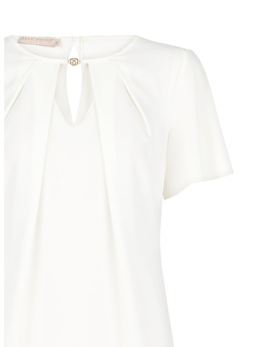 Vloeiende blouse van mat satijn met logo-embleem en druppelvormige cut-out Rinascimento