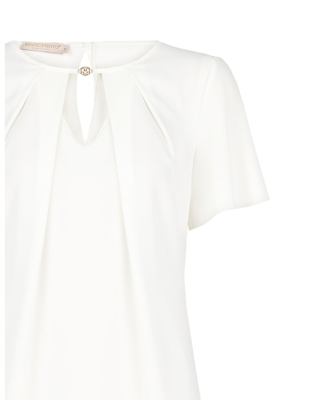 Blouse opaque en satin fluide avec étiquette logo et découpe en goutte d'eau Rinascimento
