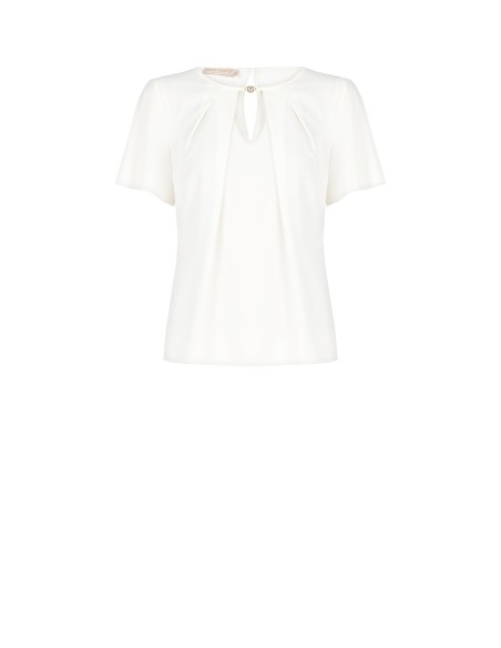 Blouse opaque en satin fluide avec étiquette logo et découpe en goutte d'eau Rinascimento