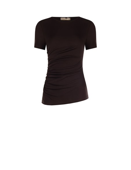 Stretchblouse in boxy model met drapering aan de zijkant Rinascimento