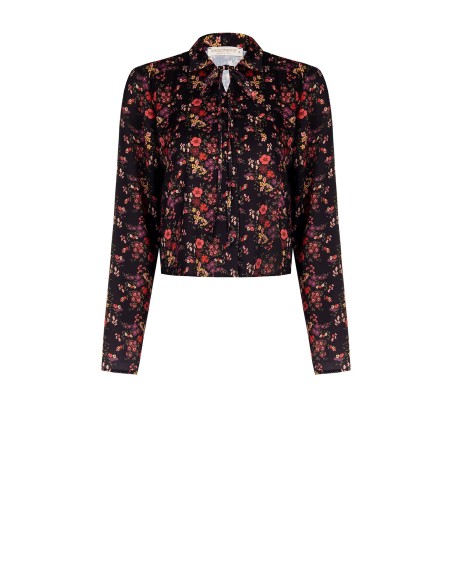 Chemise courte en satin légèrement froncé avec lacets Rinascimento